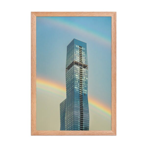 Chicago Modern Skyscraper Rainbow Cityscape Enhanced Matte Paper Framed Poster