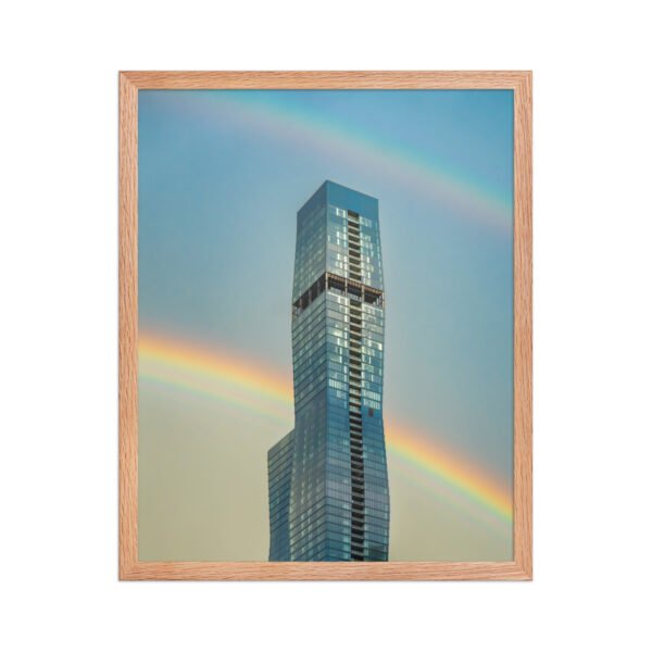 Chicago Modern Skyscraper Rainbow Cityscape Enhanced Matte Paper Framed Poster