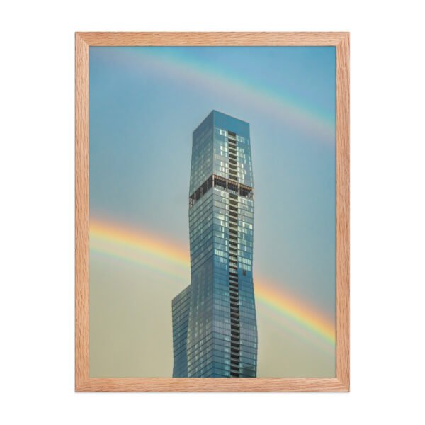 Chicago Modern Skyscraper Rainbow Cityscape Enhanced Matte Paper Framed Poster