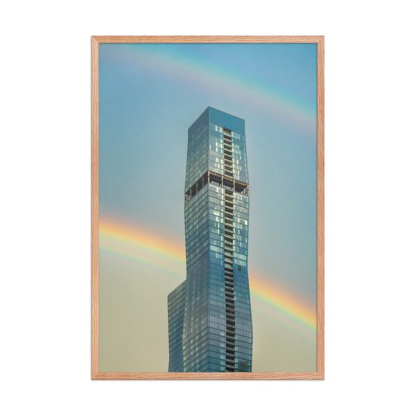 Chicago Modern Skyscraper Rainbow Cityscape Enhanced Matte Paper Framed Poster