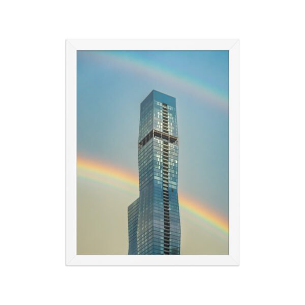 Chicago Modern Skyscraper Rainbow Cityscape Enhanced Matte Paper Framed Poster