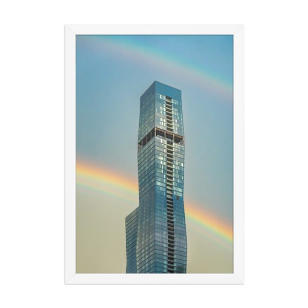 Chicago Modern Skyscraper Rainbow Cityscape Enhanced Matte Paper Framed Poster