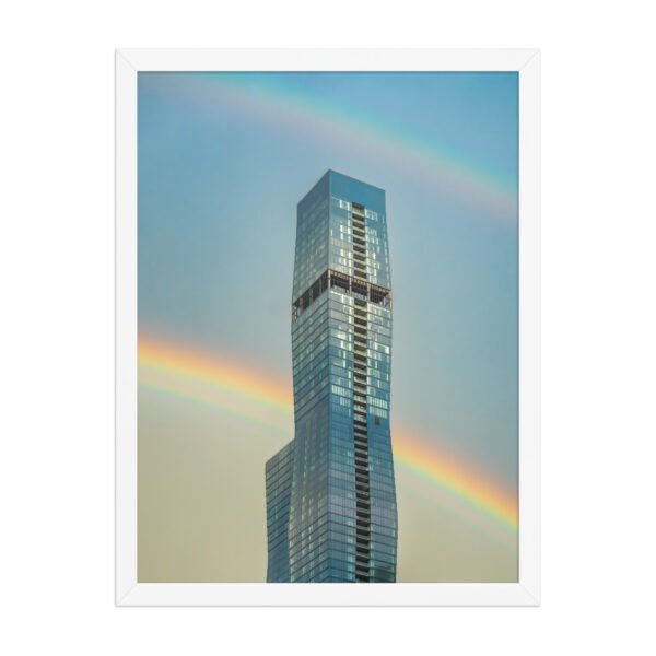 Chicago Modern Skyscraper Rainbow Cityscape Enhanced Matte Paper Framed Poster