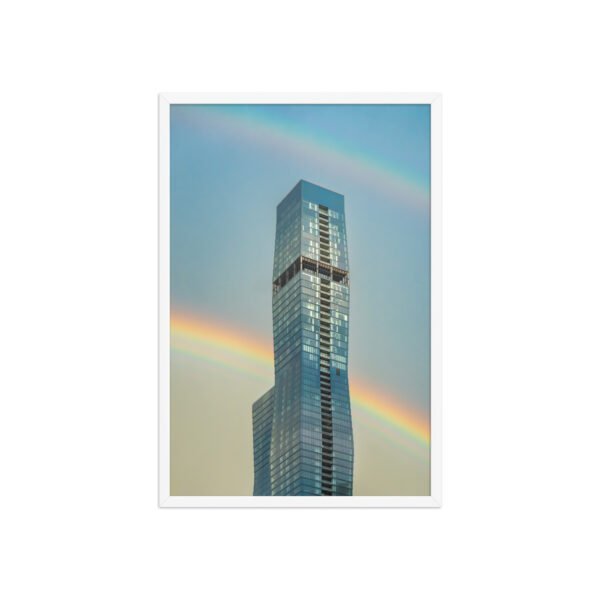 Chicago Modern Skyscraper Rainbow Cityscape Enhanced Matte Paper Framed Poster