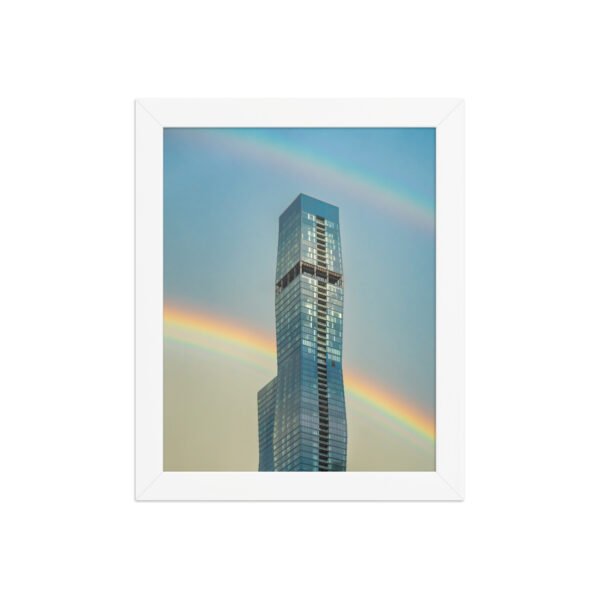 Chicago Modern Skyscraper Rainbow Cityscape Enhanced Matte Paper Framed Poster
